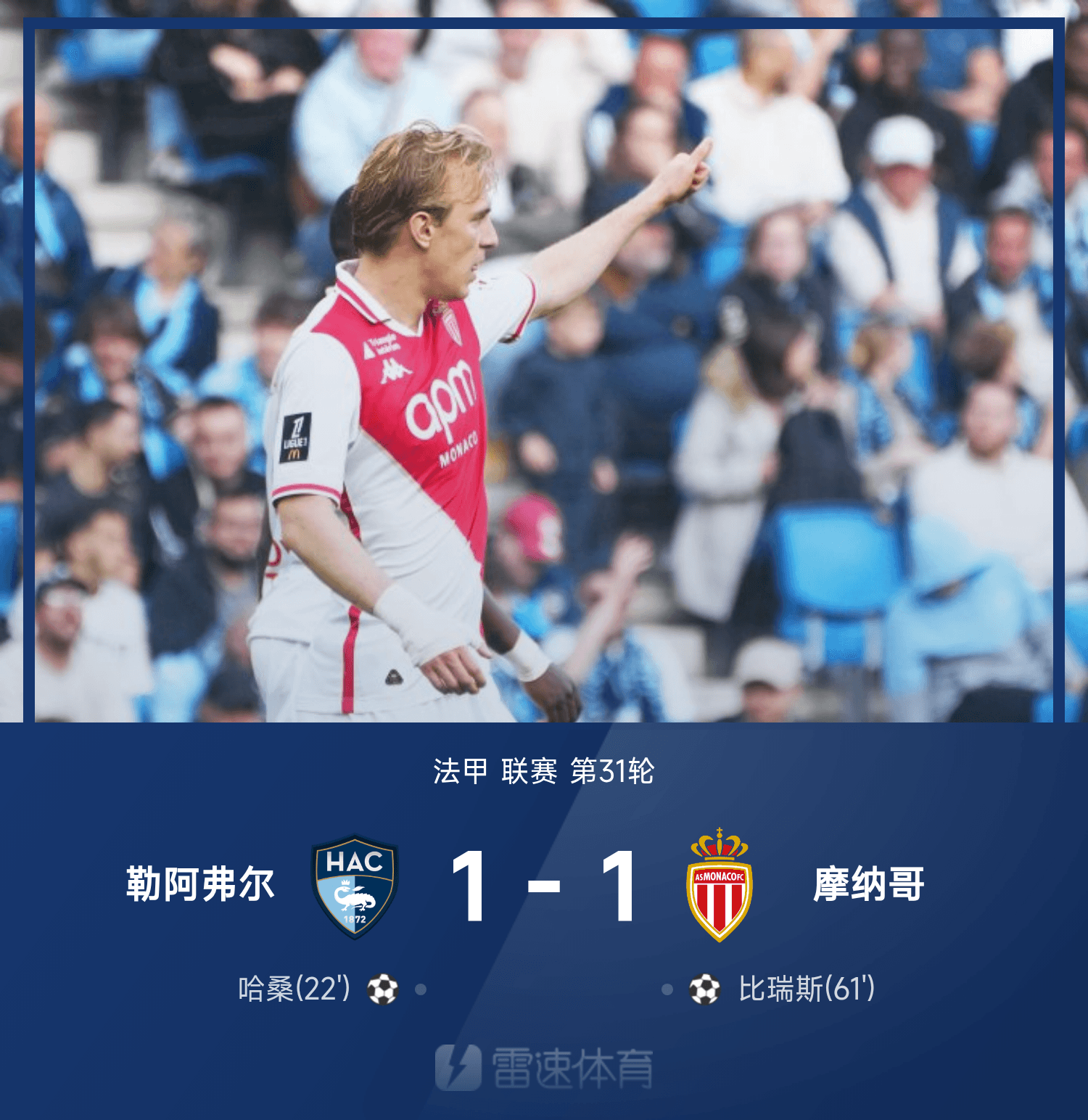 摩纳哥连胜法甲劲旅，法甲卫冕悬念大增的简单介绍